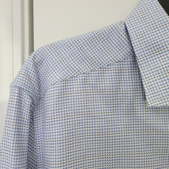 Robert Graham Blue White Checked Button Down Flip Cuff Tailored Fit Size 44 17.5 - Picture 5 of 12